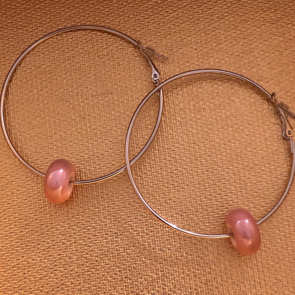 LARGE HOOP BEADED EARRINGS